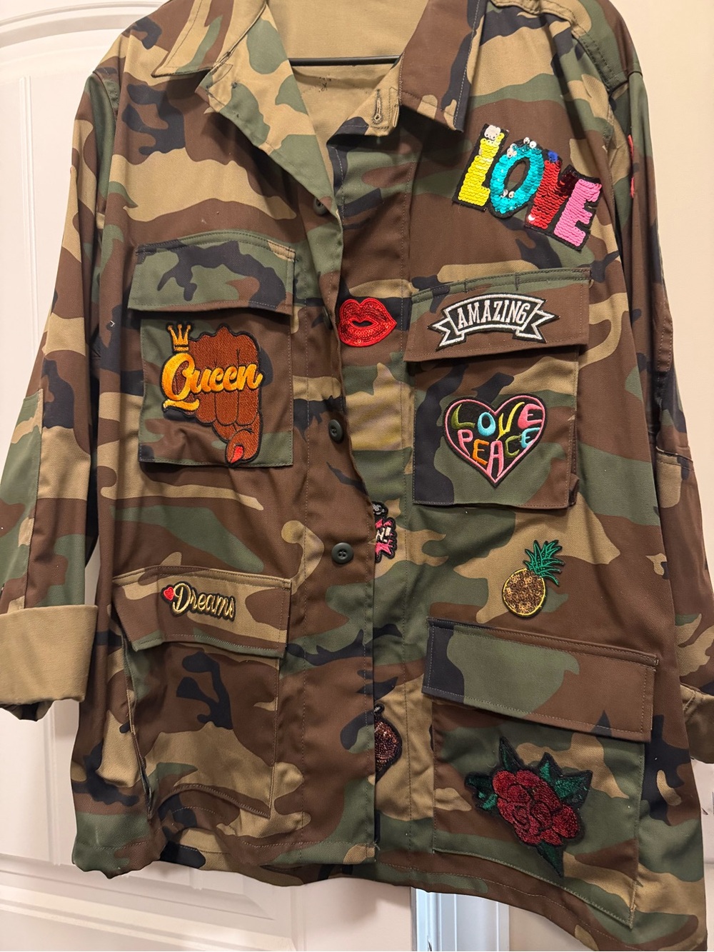 Camo Custom Patchwork Utility Jacket - Green Camouflage